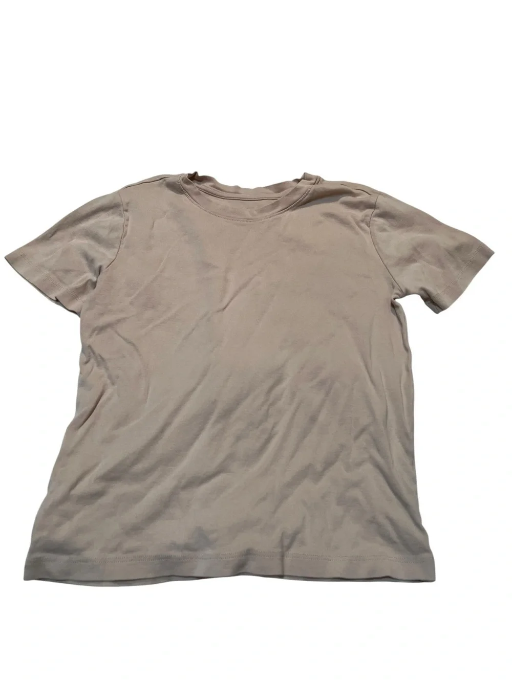 Zara Short Sleeve Crewneck T-Shirt Beige Tan Cotton